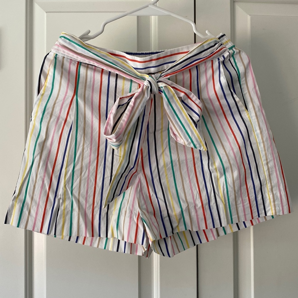 J. Crew Factory Tie waist cotton poplin striped shirt. Size 4.